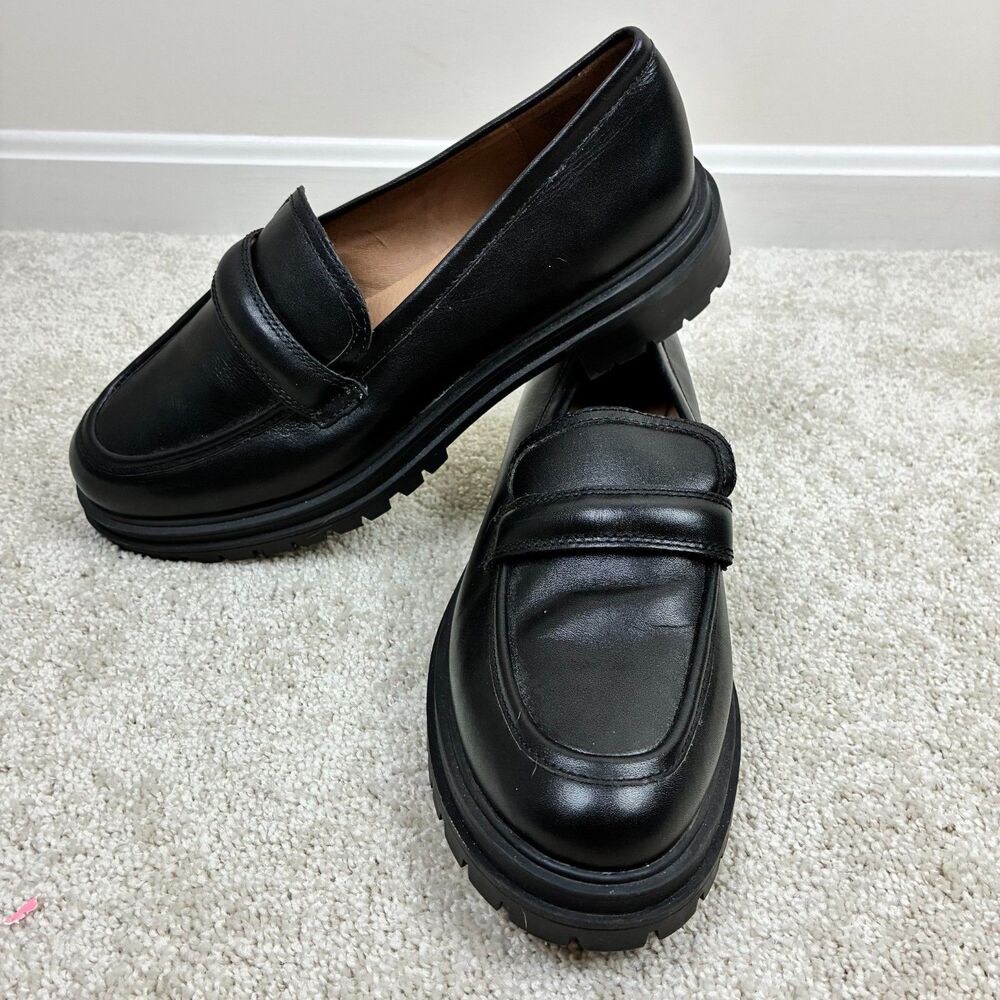 NWOT Madewell The Bradley Lugsole Loafer in Black Leather - Women's Size 10.5